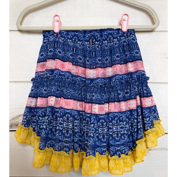 Misa Los Angeles Skirt Sz XS Ruffled Tiered Chiffon Pullon Stretch - Picture 2 of 6